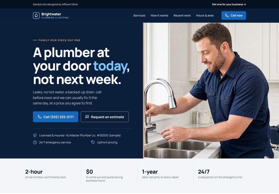 Brightwater Plumbing sample website